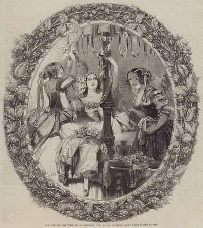 Old English Customs, Adorning the Bridal Chamber by Joseph Kenny Meadows